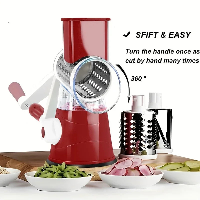 3-in-1 Manual Drum Vegetable Slicer & Grater