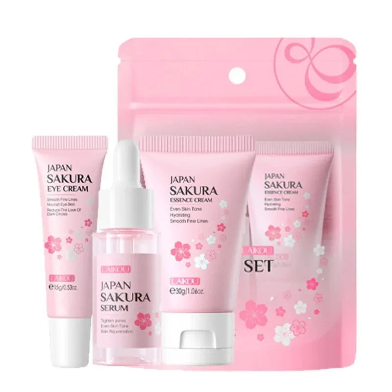 LAIKOU 3-Piece Skincare Set – Vitamin C, Sakura Snail Serum, Eye & Face Cream