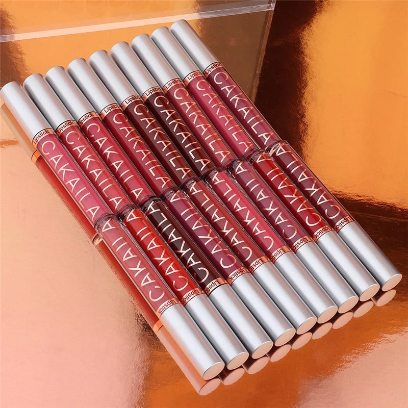 18-Color Dark Red Matte Lip Gloss Set – Long-Lasting & Waterproof