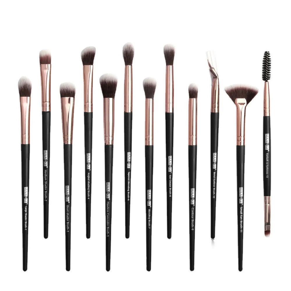 MAANGE 12PCS Eye Makeup Brush Set – Blending, Concealer & Lip Brushes for Beginners