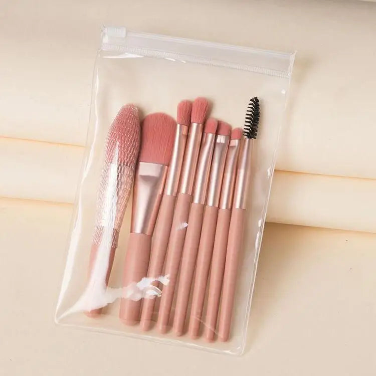 8PCS Portable Makeup Brush Set – Soft & Travel-Friendly