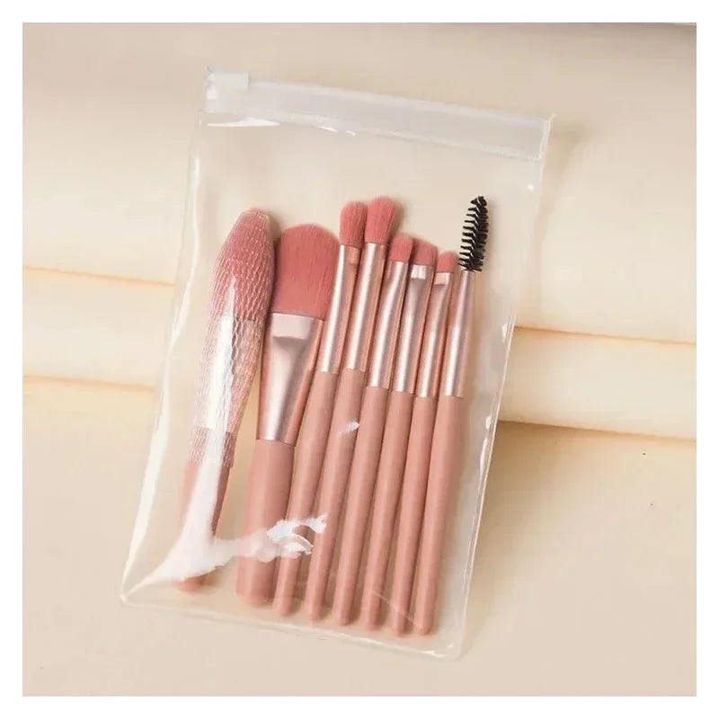 8PCS Portable Makeup Brush Set – Soft & Travel-Friendly