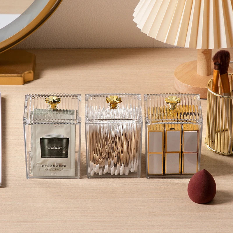 Acrylic Transparent Cotton Swab & Makeup Storage Box