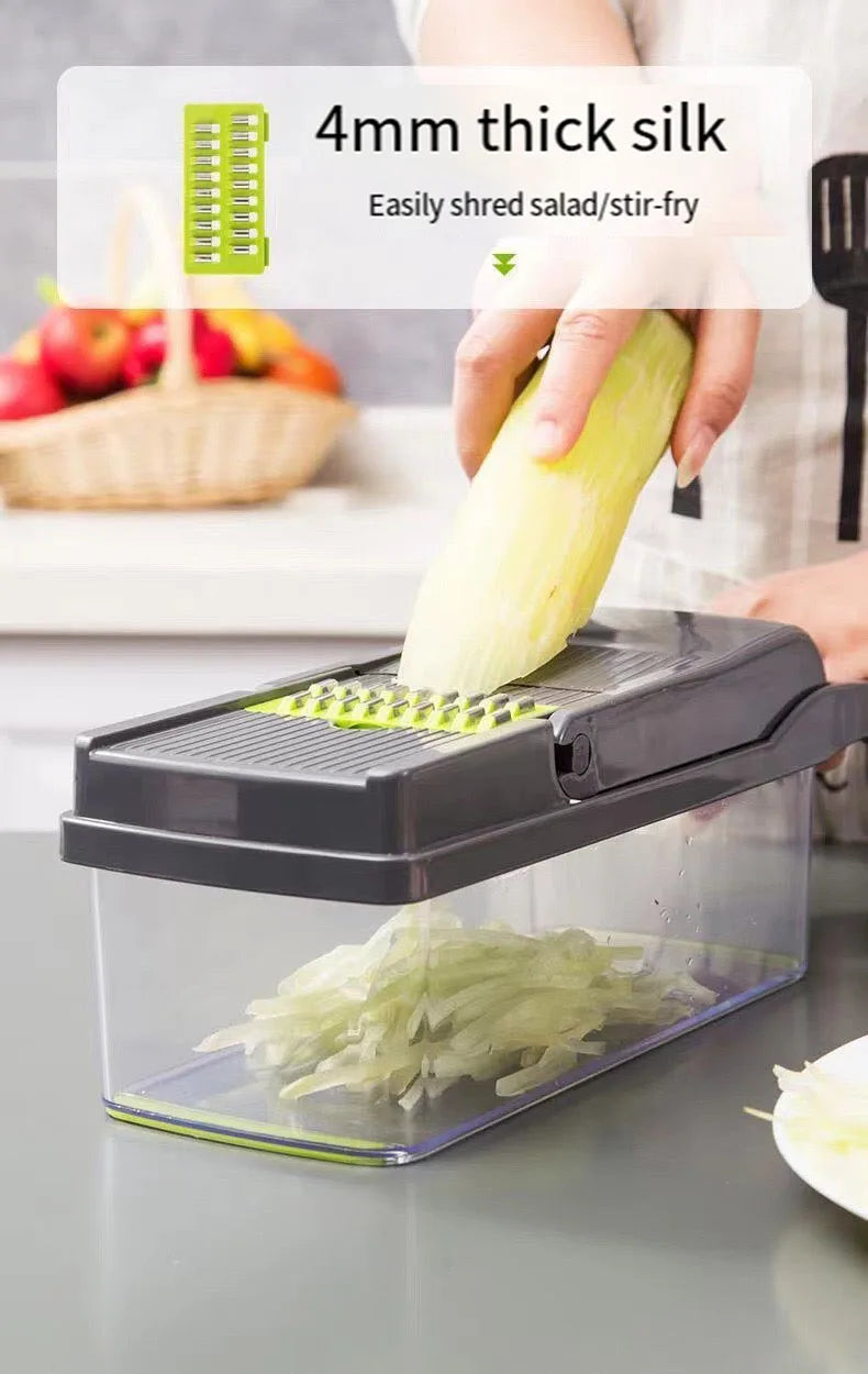 14/16pcs Vegetable Slicer & Chopper Set with Basket