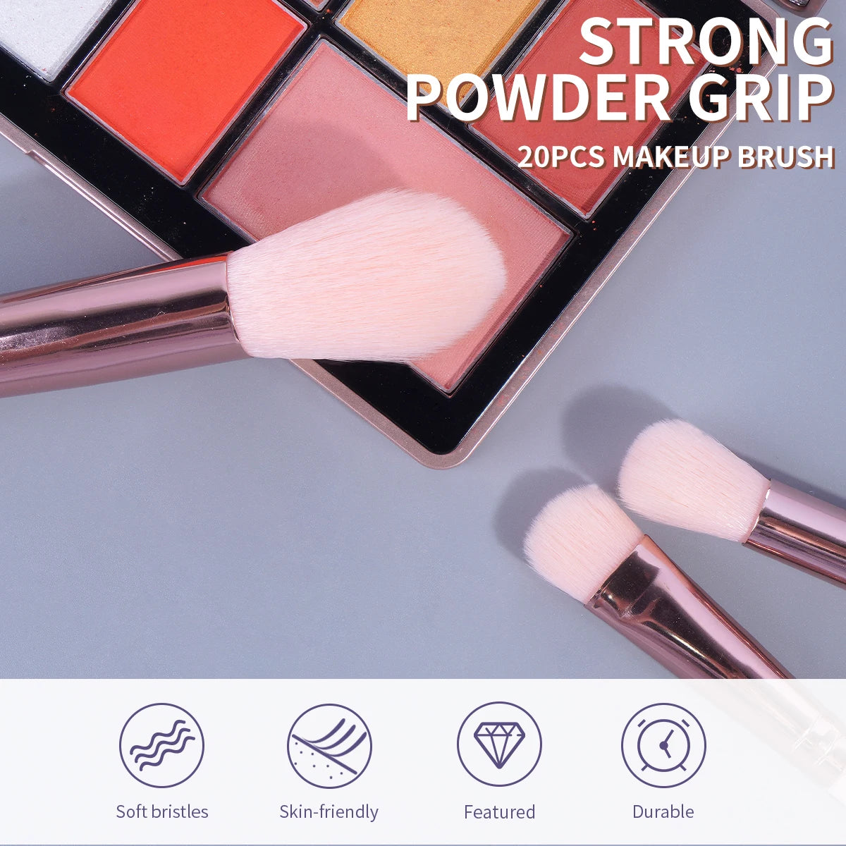 MAANGE 20PCS Pink Makeup Brush & Puff Set – Foundation, Eyeshadow & More
