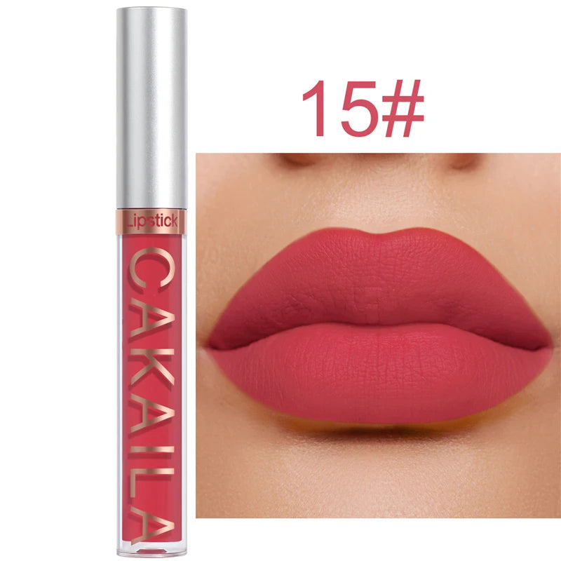 18-Color Dark Red Matte Lip Gloss Set – Long-Lasting & Waterproof