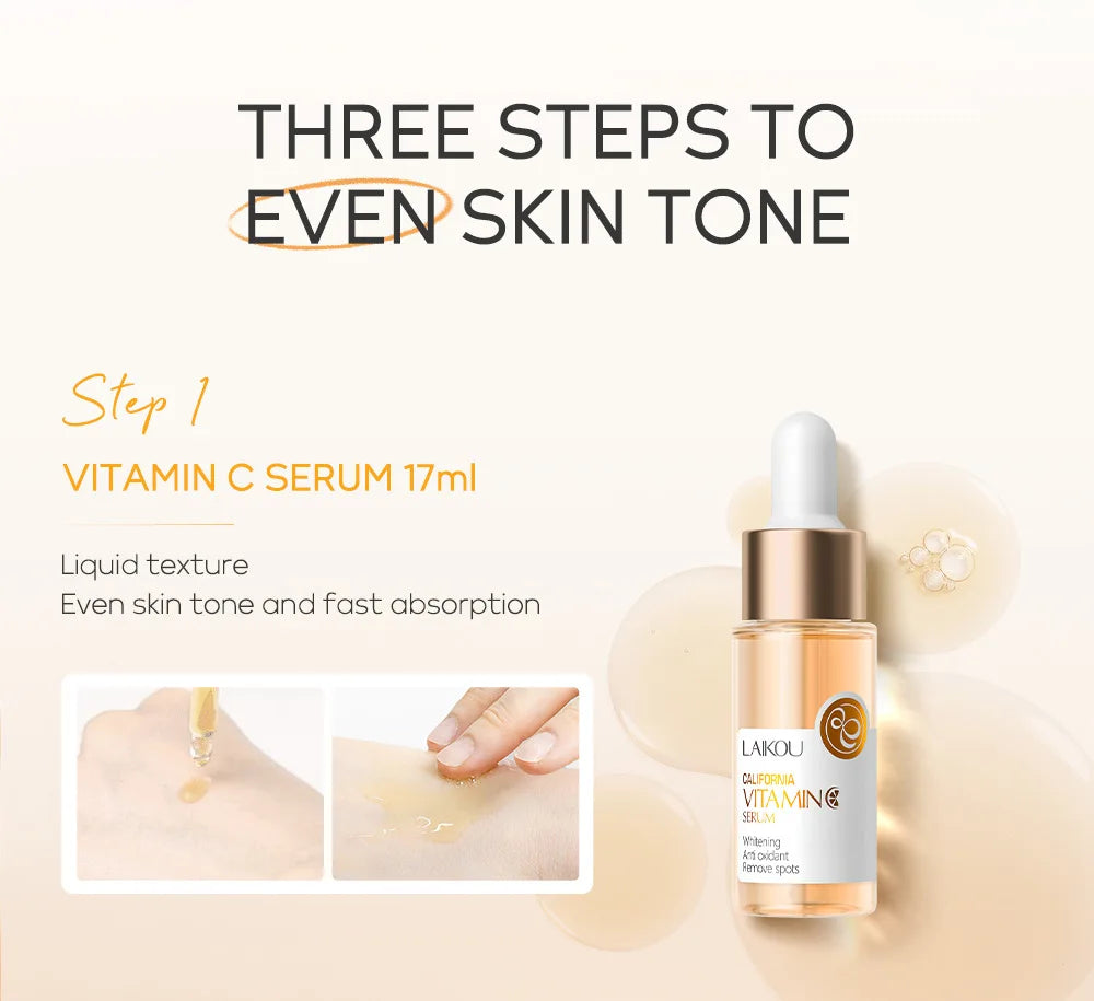LAIKOU 3-Piece Skincare Set – Vitamin C, Sakura Snail Serum, Eye & Face Cream
