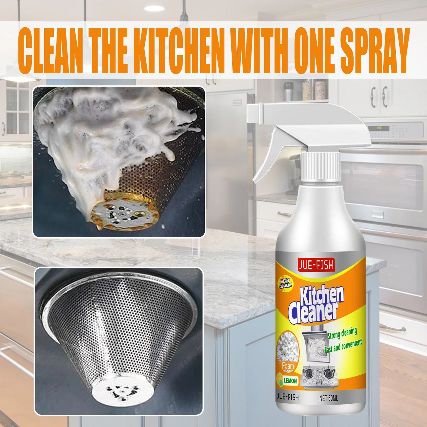 Foam Oil Cleaner Spray – Multipurpose Kitchen Degreaser