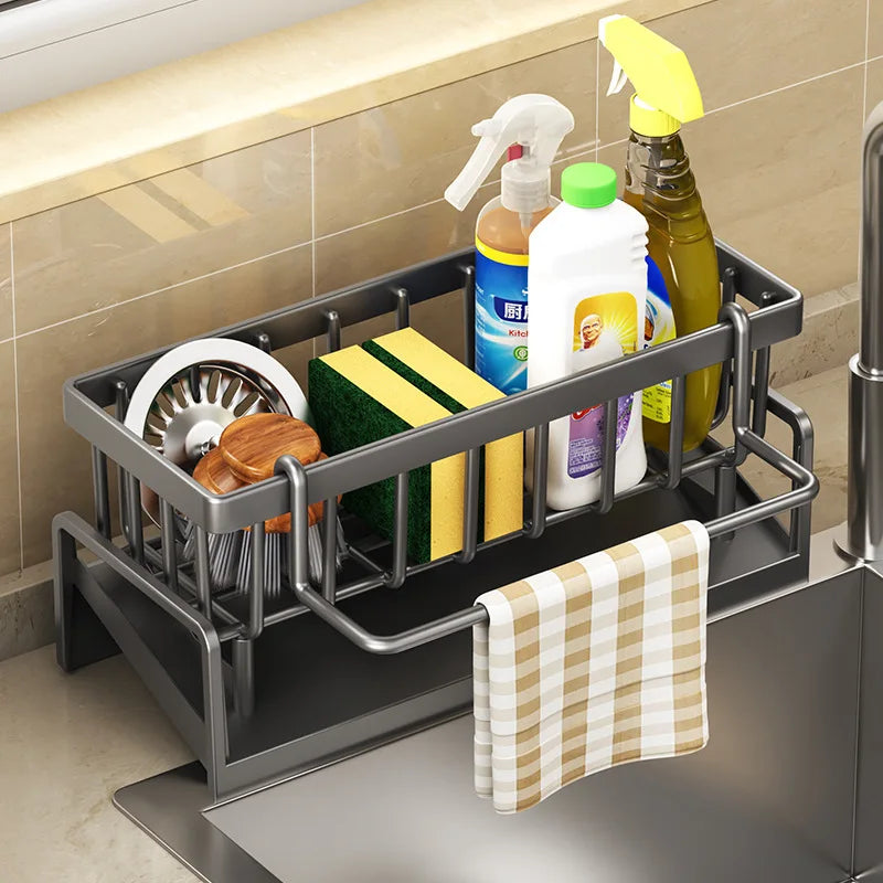 Sink Drain Rack – Sponge, Soap & Towel Holder