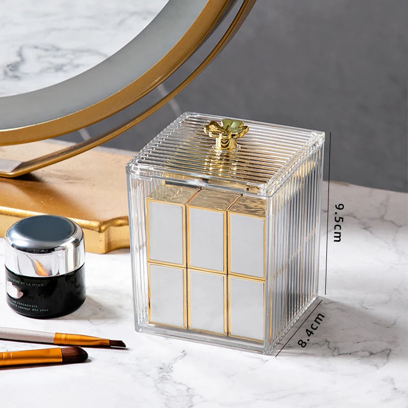 Acrylic Transparent Cotton Swab & Makeup Storage Box