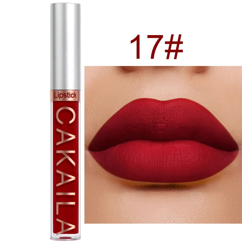 18-Color Dark Red Matte Lip Gloss Set – Long-Lasting & Waterproof