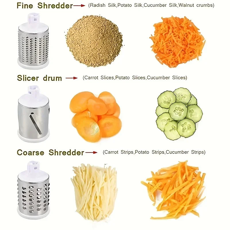 3-in-1 Manual Drum Vegetable Slicer & Grater
