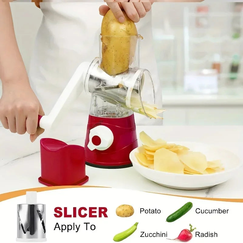 3-in-1 Manual Drum Vegetable Slicer & Grater