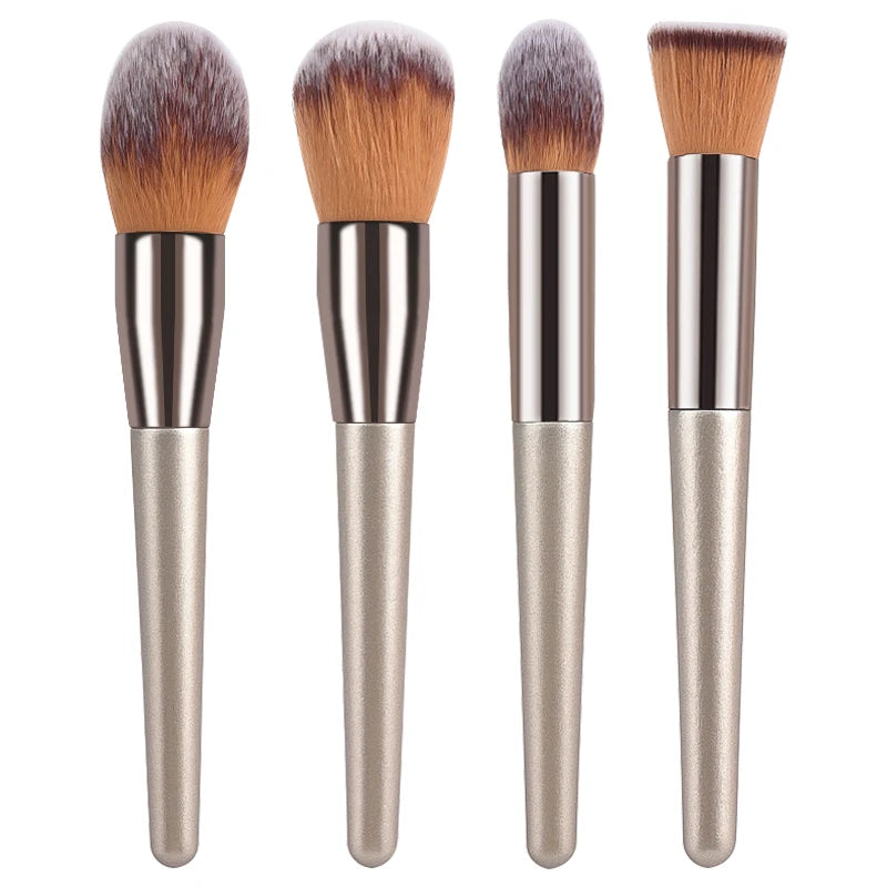 Champagne Makeup Brush Set – 10PCS for Foundation, Blush & Eyeshadow