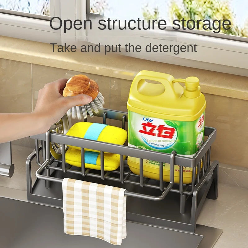 Sink Drain Rack – Sponge, Soap & Towel Holder