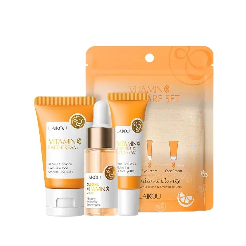LAIKOU 3-Piece Skincare Set – Vitamin C, Sakura Snail Serum, Eye & Face Cream