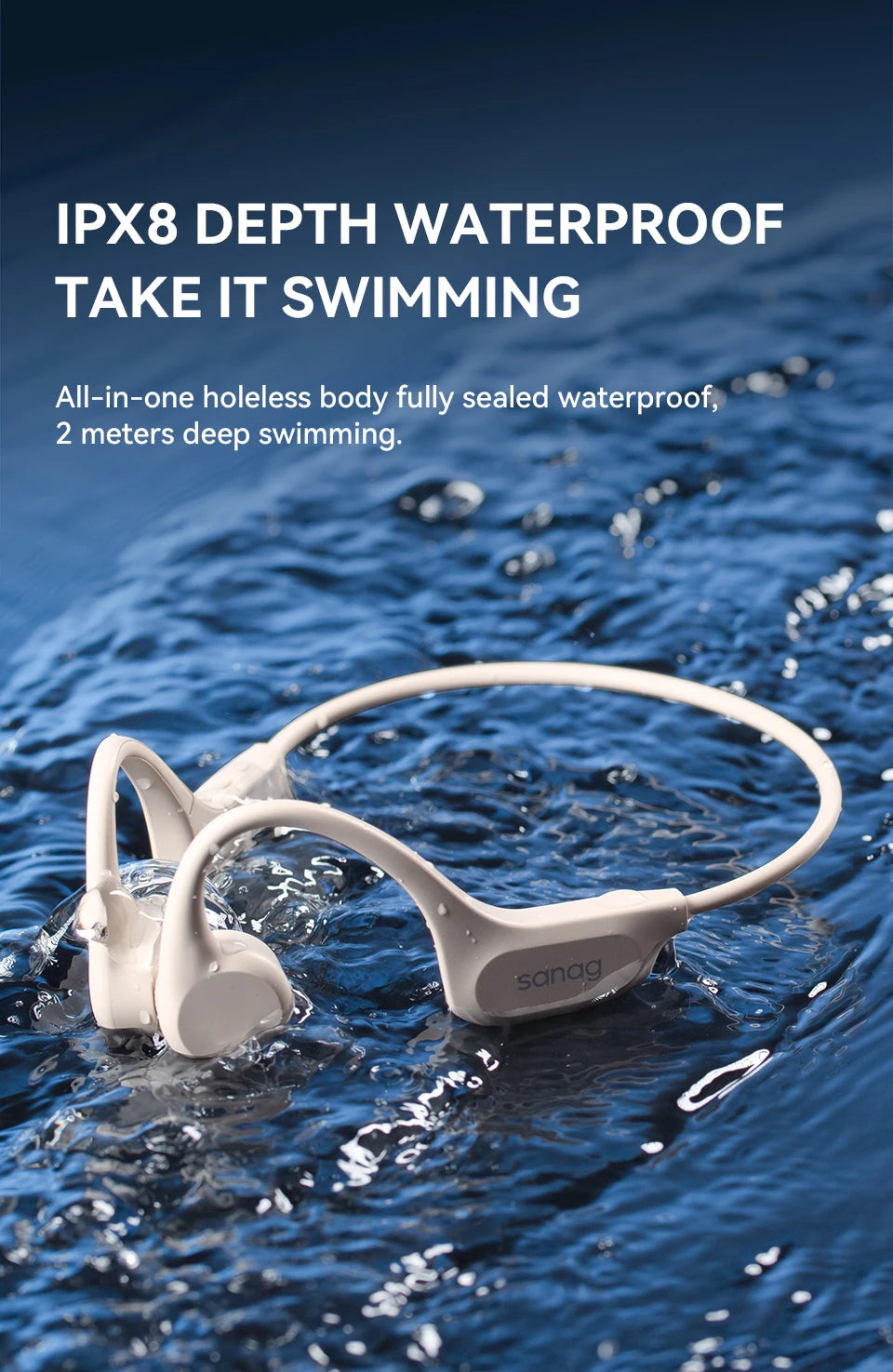 Sanag B60S Waterproof Bone Conduction Earphones – 64GB MP3
