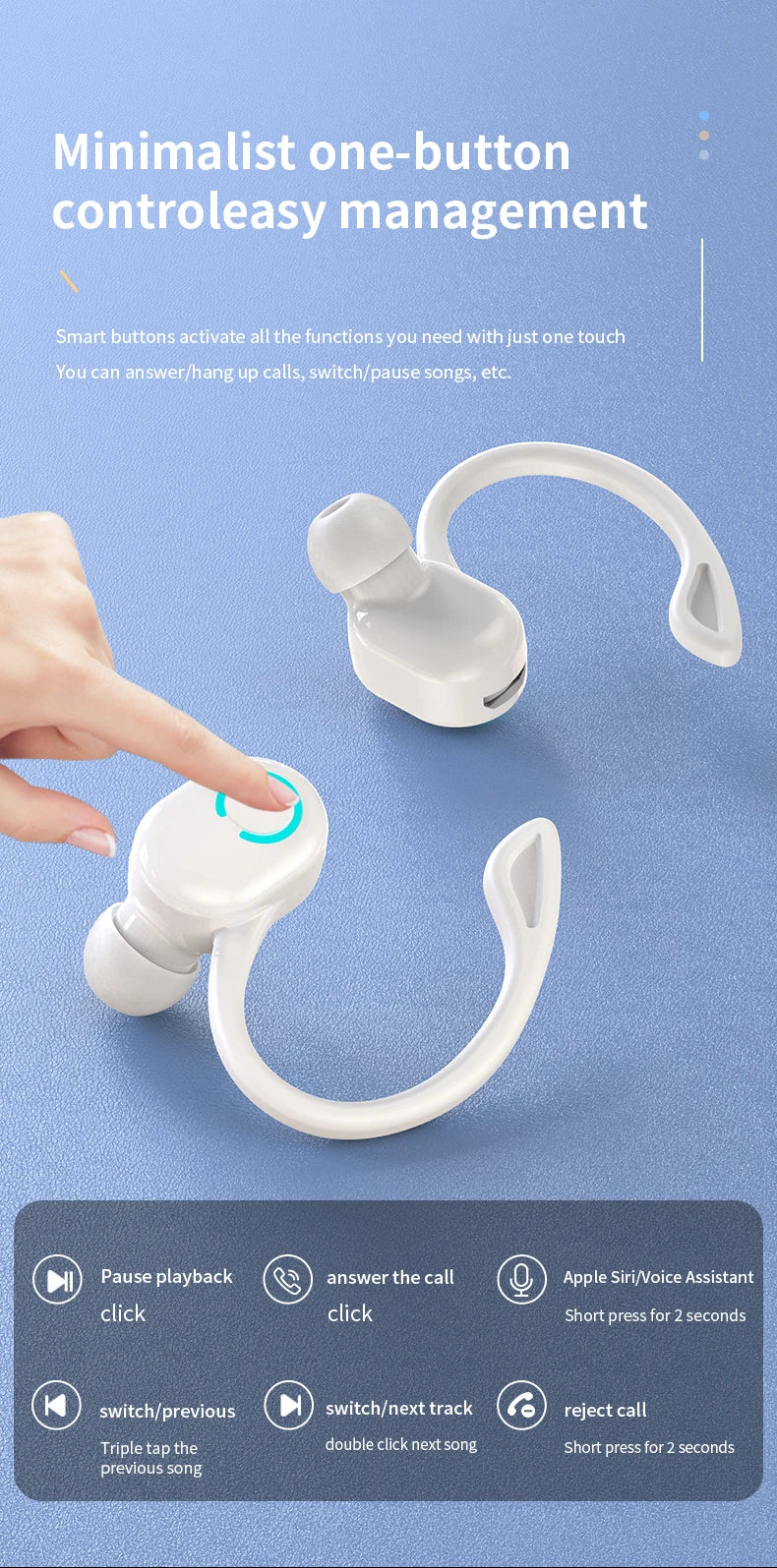 Bluetooth 5.2 Wireless Earbuds with Mic – Sports Headphones, Long Battery, Handsfree for Xiaomi & Huawei