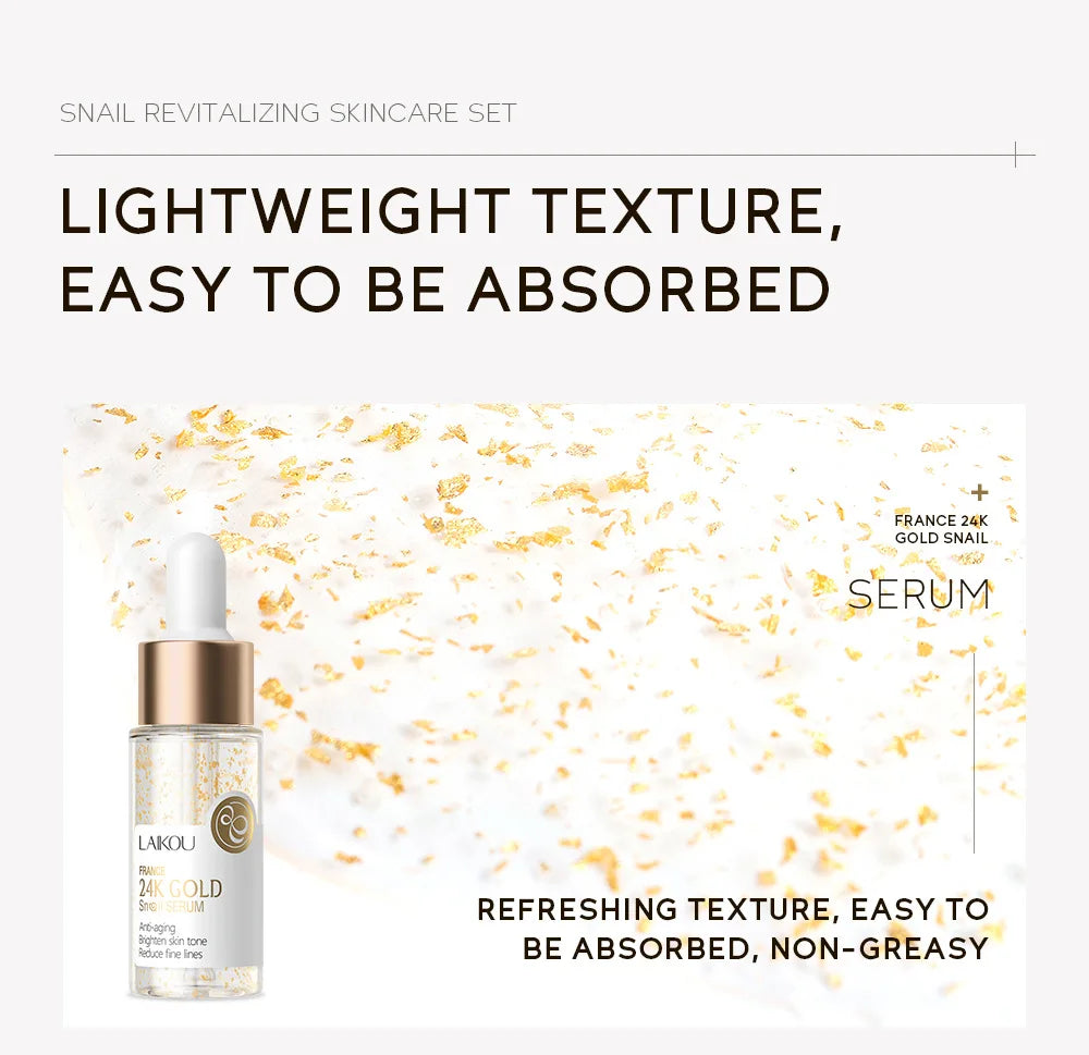 LAIKOU 3-Piece Skincare Set – Vitamin C, Sakura Snail Serum, Eye & Face Cream