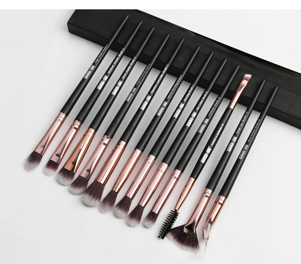MAANGE 12PCS Eye Makeup Brush Set – Blending, Concealer & Lip Brushes for Beginners