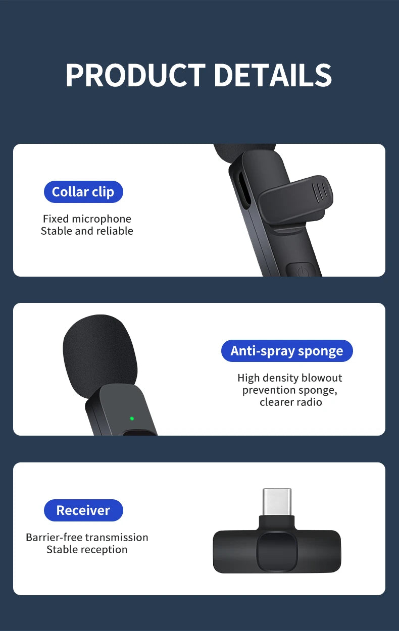 Basix 2.4G Wireless Lavalier Microphone for iPhone, Android, Broadcast & Gaming