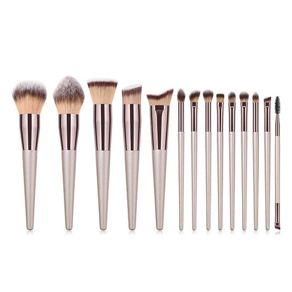 Champagne Makeup Brush Set – 10PCS for Foundation, Blush & Eyeshadow