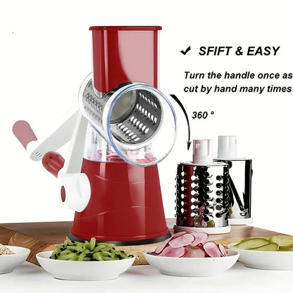 3-in-1 Manual Drum Vegetable Slicer & Grater