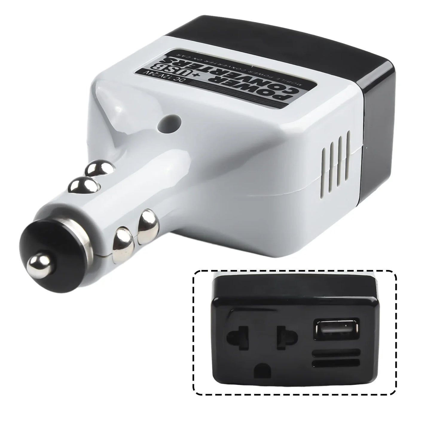 Portable Car Power Inverter – 12V/24V DC to 220V AC Adapter Charger