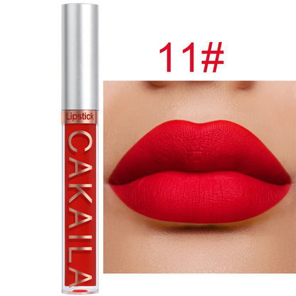 18-Color Dark Red Matte Lip Gloss Set – Long-Lasting & Waterproof