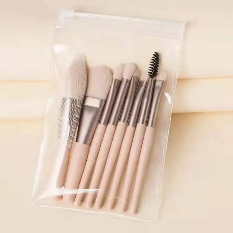 8PCS Portable Makeup Brush Set – Soft & Travel-Friendly