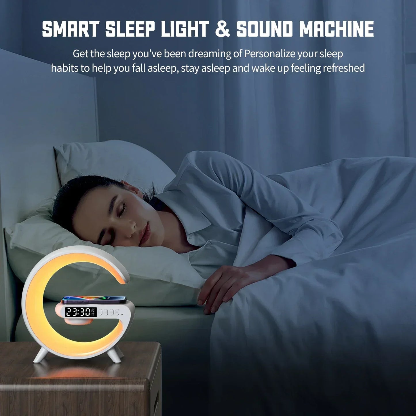 3-in-1 Wireless Charger with Night Light, Speaker & Clock – Fast Charging Station