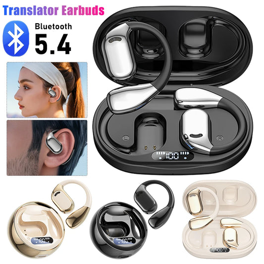 AI Smart Translator Earbuds 2025 – Real-Time 2-Way Bluetooth 5.4 Headphones” 🎧🌍