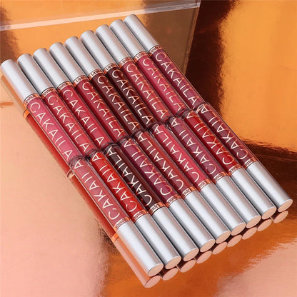 18-Color Dark Red Matte Lip Gloss Set – Long-Lasting & Waterproof