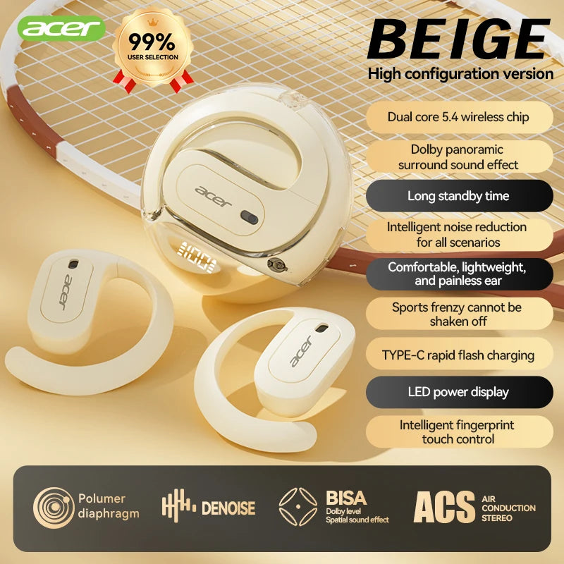 Acer OHR538 Wireless Open-Ear Headphones – Sports & Multi-Device Compatible