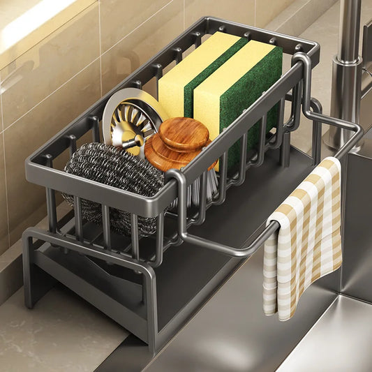 Sink Drain Rack – Sponge, Soap & Towel Holder
