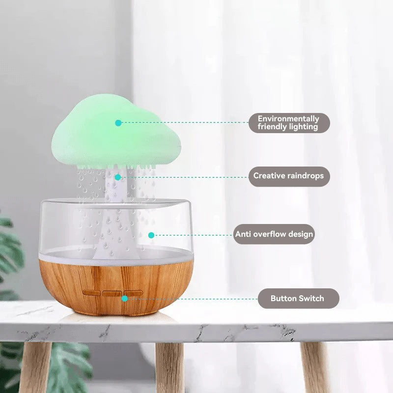 Rain Cloud Humidifier & Night Light – Aromatherapy with Colorful Raindrop Lamp