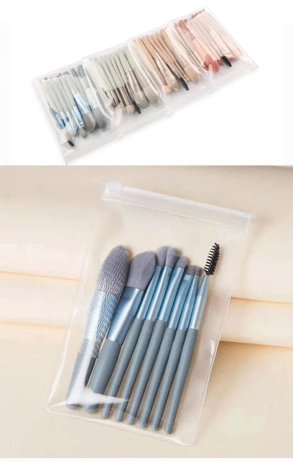 8PCS Portable Makeup Brush Set – Soft & Travel-Friendly