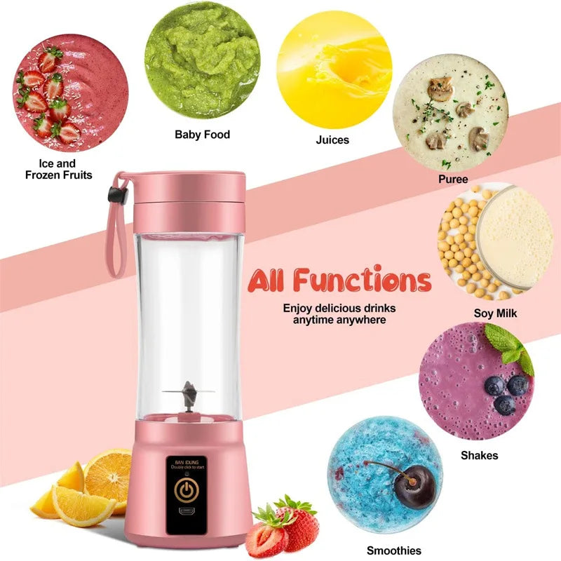 Portable USB Rechargeable Mini Juicer Blender – 380ml
