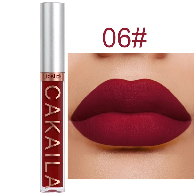 18-Color Dark Red Matte Lip Gloss Set – Long-Lasting & Waterproof