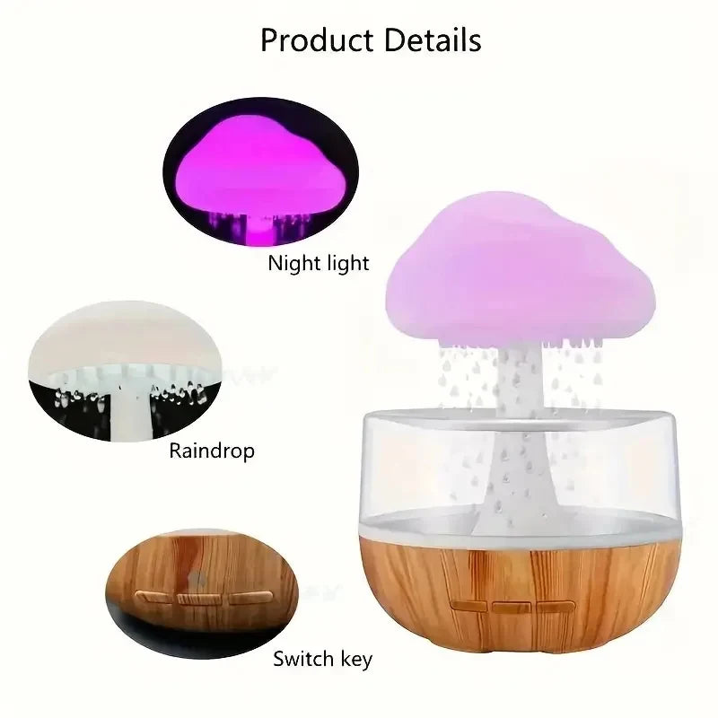 Rain Cloud Humidifier & Night Light – Aromatherapy with Colorful Raindrop Lamp