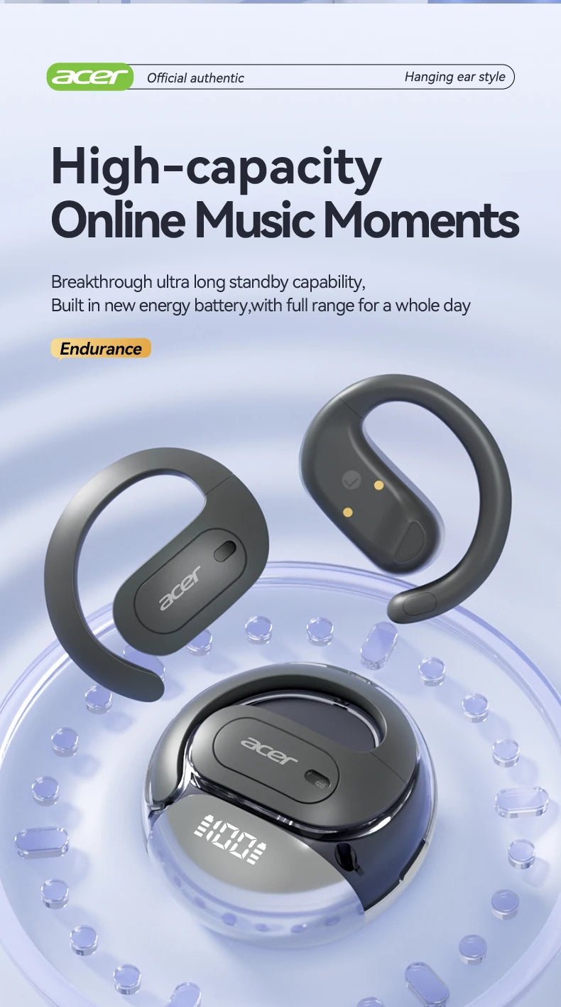 Acer OHR538 Wireless Open-Ear Headphones – Sports & Multi-Device Compatible