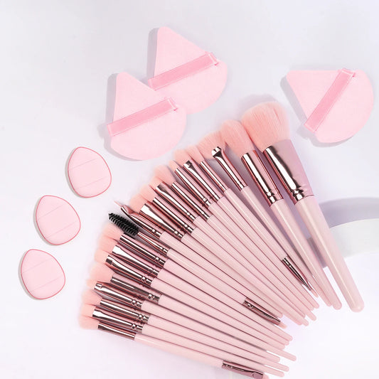 MAANGE 20PCS Pink Makeup Brush & Puff Set – Foundation, Eyeshadow & More