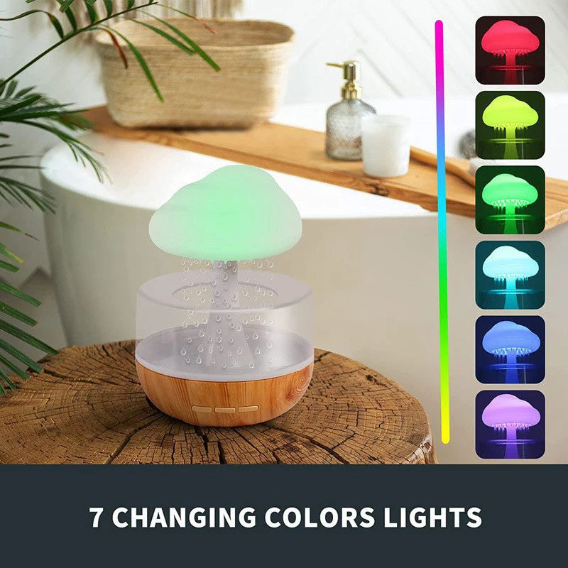 Rain Cloud Humidifier & Night Light – Aromatherapy with Colorful Raindrop Lamp