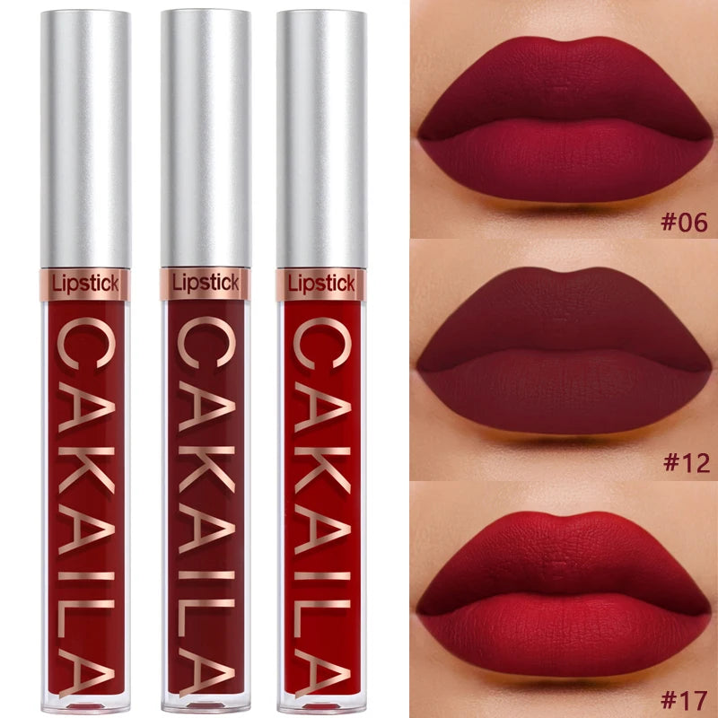 18-Color Dark Red Matte Lip Gloss Set – Long-Lasting & Waterproof