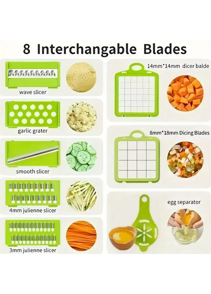 14/16pcs Vegetable Slicer & Chopper Set with Basket