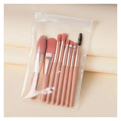 8PCS Portable Makeup Brush Set – Soft & Travel-Friendly