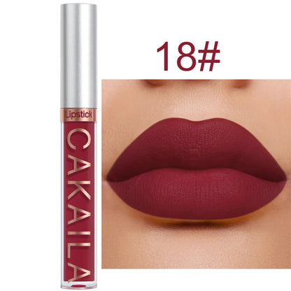 18-Color Dark Red Matte Lip Gloss Set – Long-Lasting & Waterproof
