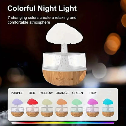 Rain Cloud Humidifier & Night Light – Aromatherapy with Colorful Raindrop Lamp
