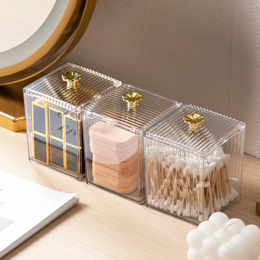 Acrylic Transparent Cotton Swab & Makeup Storage Box