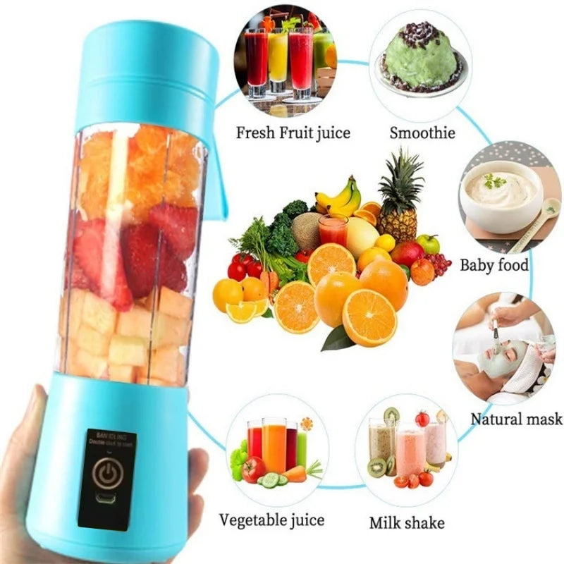 Portable USB Rechargeable Mini Juicer Blender – 380ml